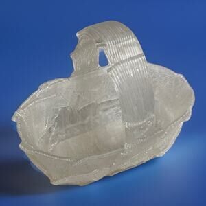 Small Handled Basket Lucite Clear Acrylic Mid Century Vintage Decor 8"x5"x7 "